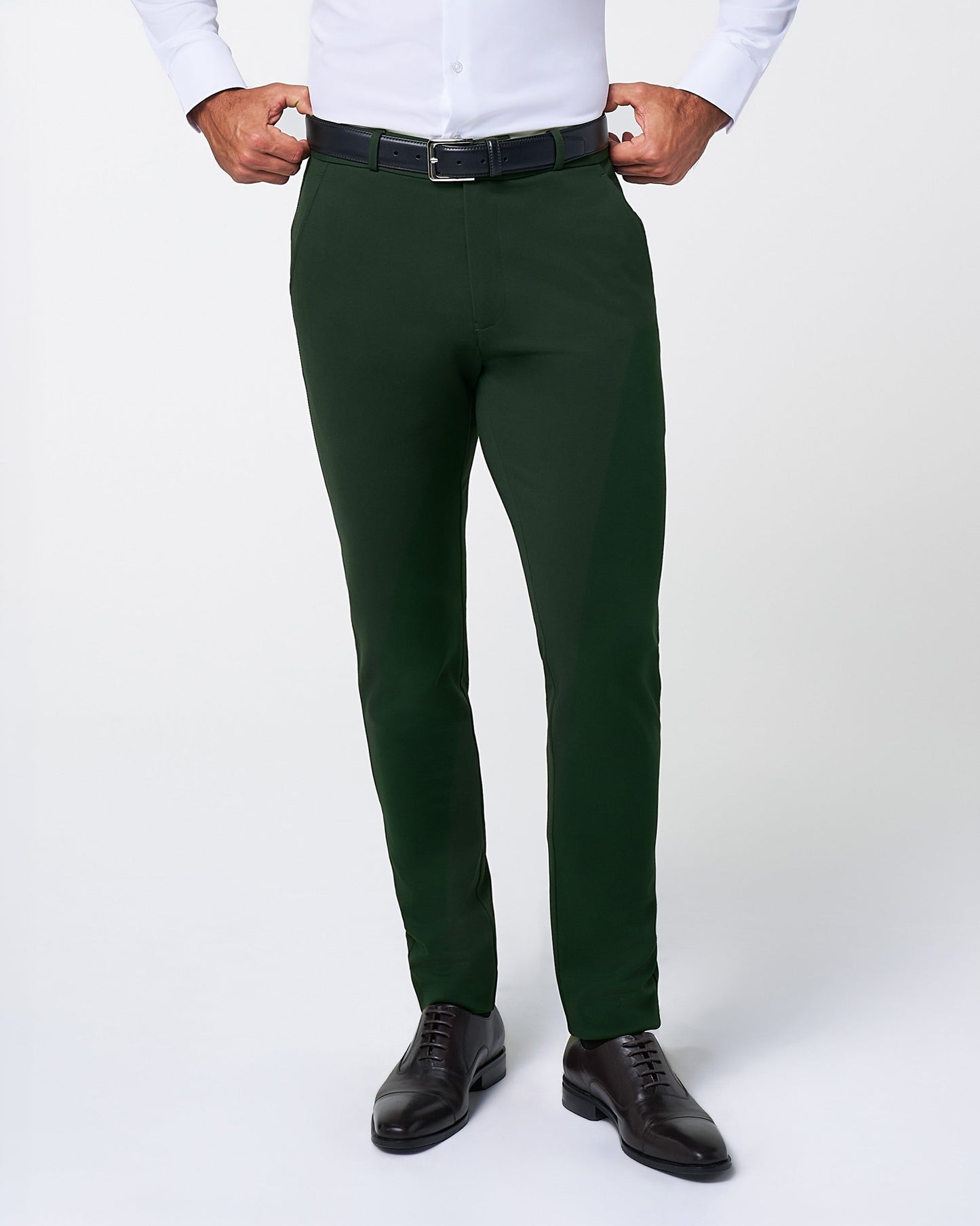 State & Liberty Athletic Fit Stretch Suit Pants - Solid Hunter Green