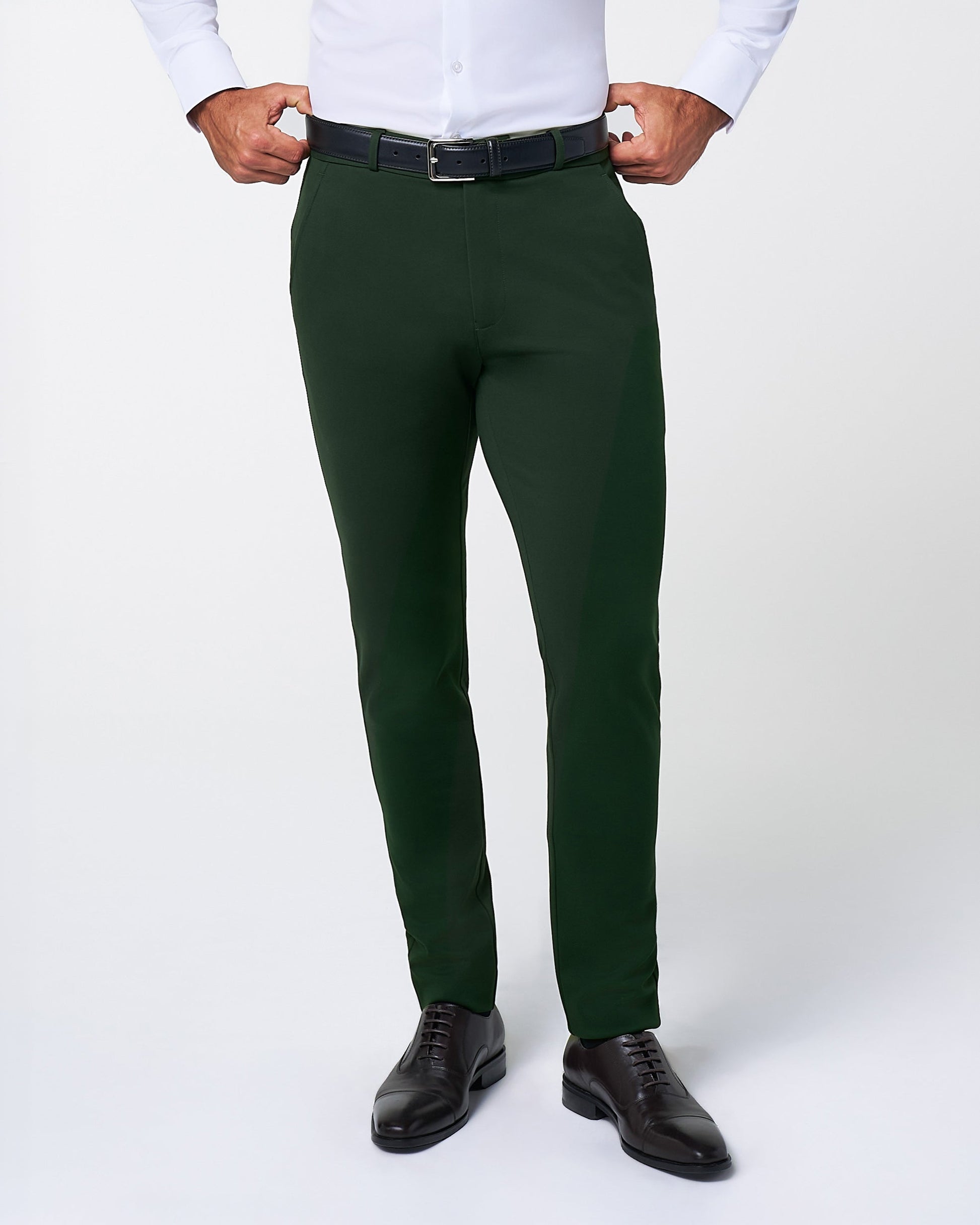 State & Liberty Athletic Fit Stretch Suit Pants - Solid Hunter Green