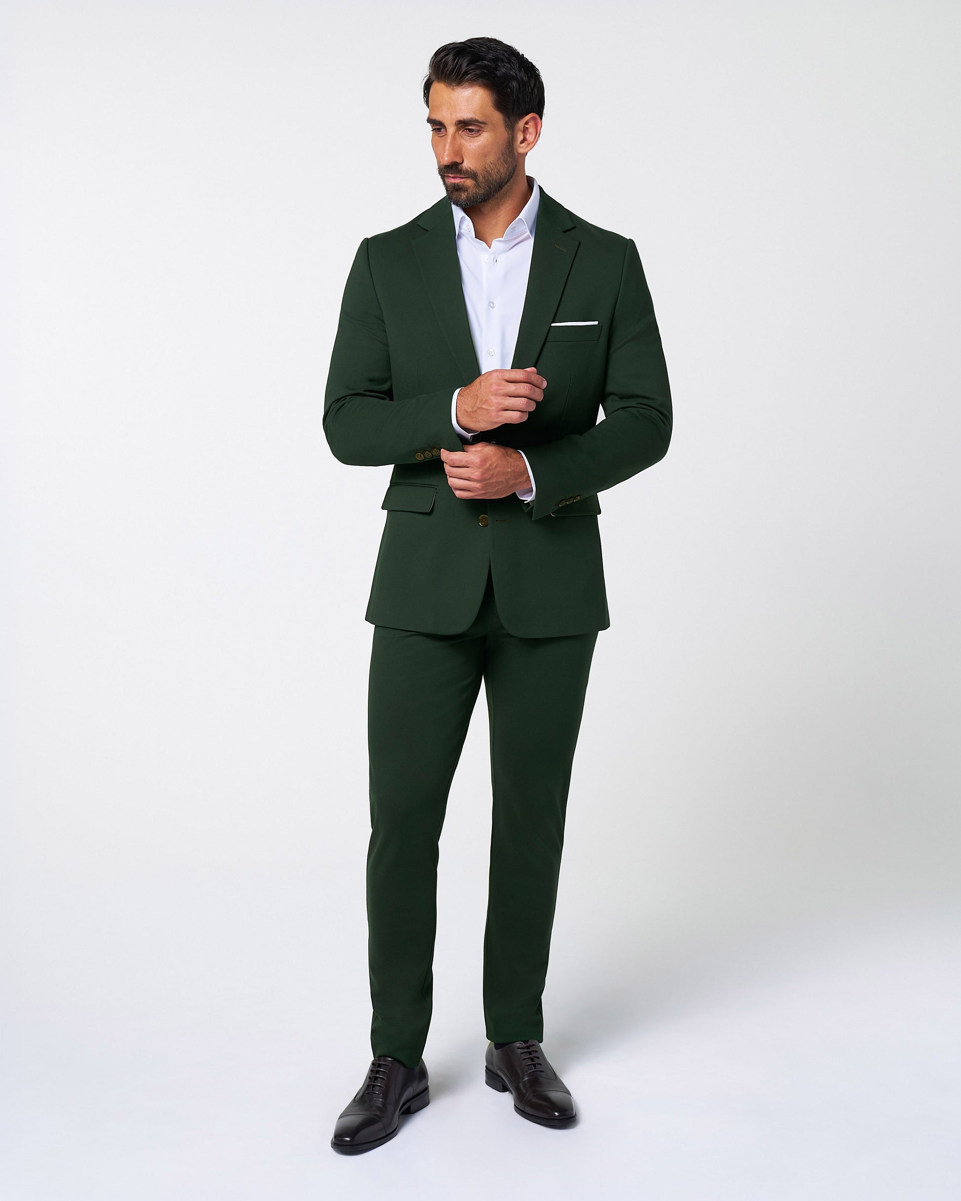 State & Liberty Athletic Fit Stretch Suit Pants - Solid Hunter Green
