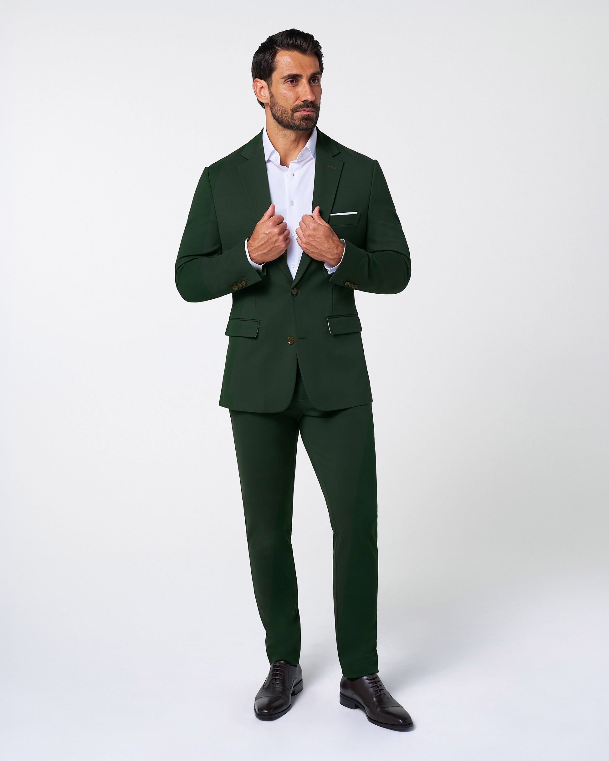 State & Liberty Athletic Fit Stretch Suit Pants - Solid Hunter Green