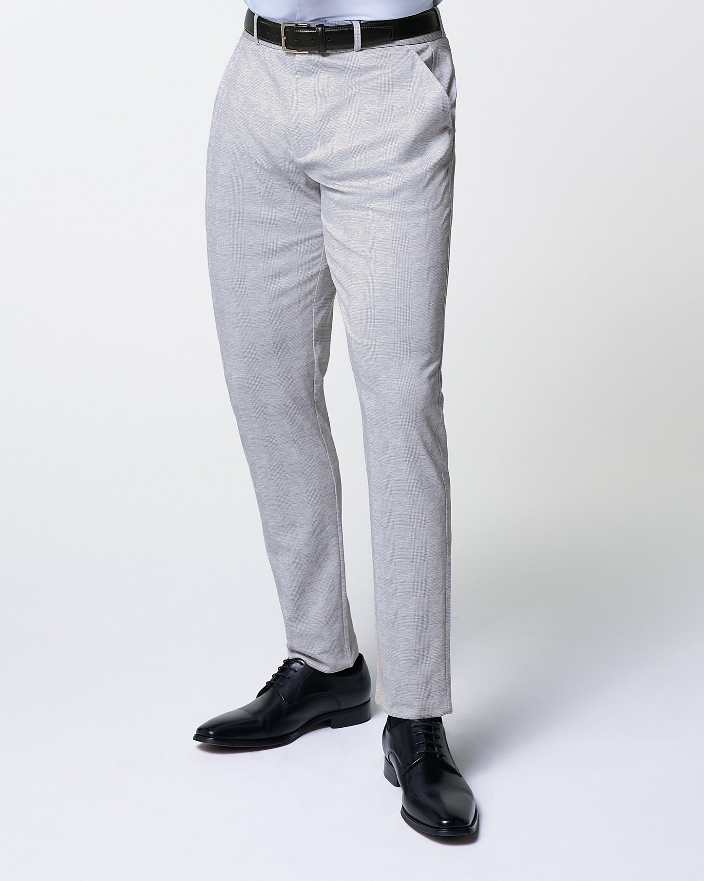 State & Liberty Athletic Fit Stretch Suit Pants - Light Grey Plaid