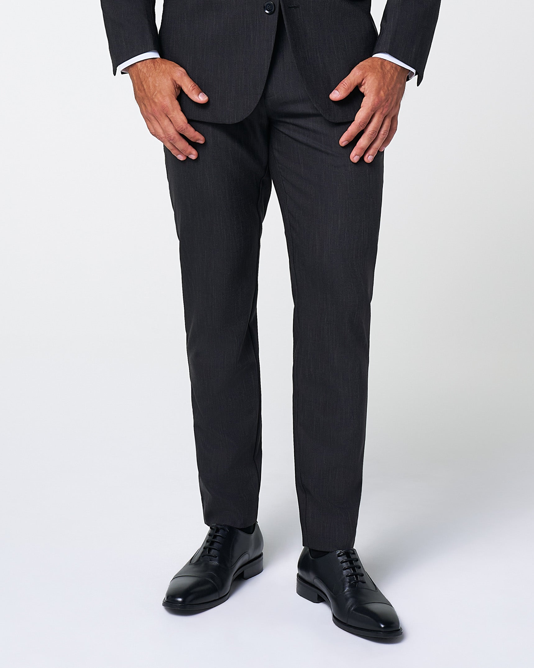 State & Liberty Athletic Fit Stretch Suit Pants - Heathered Charcoal