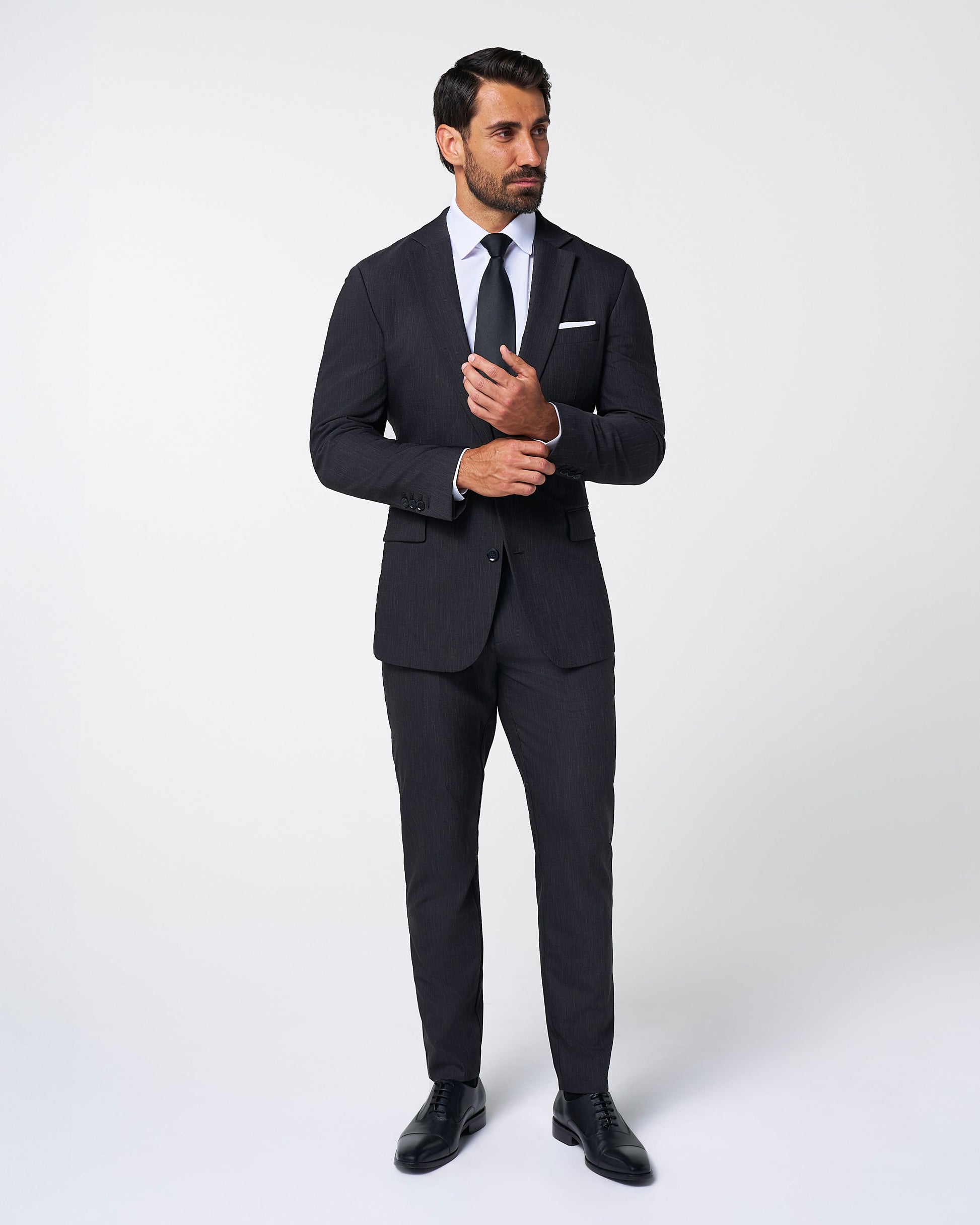 State & Liberty Athletic Fit Stretch Suit Pants - Heathered Charcoal