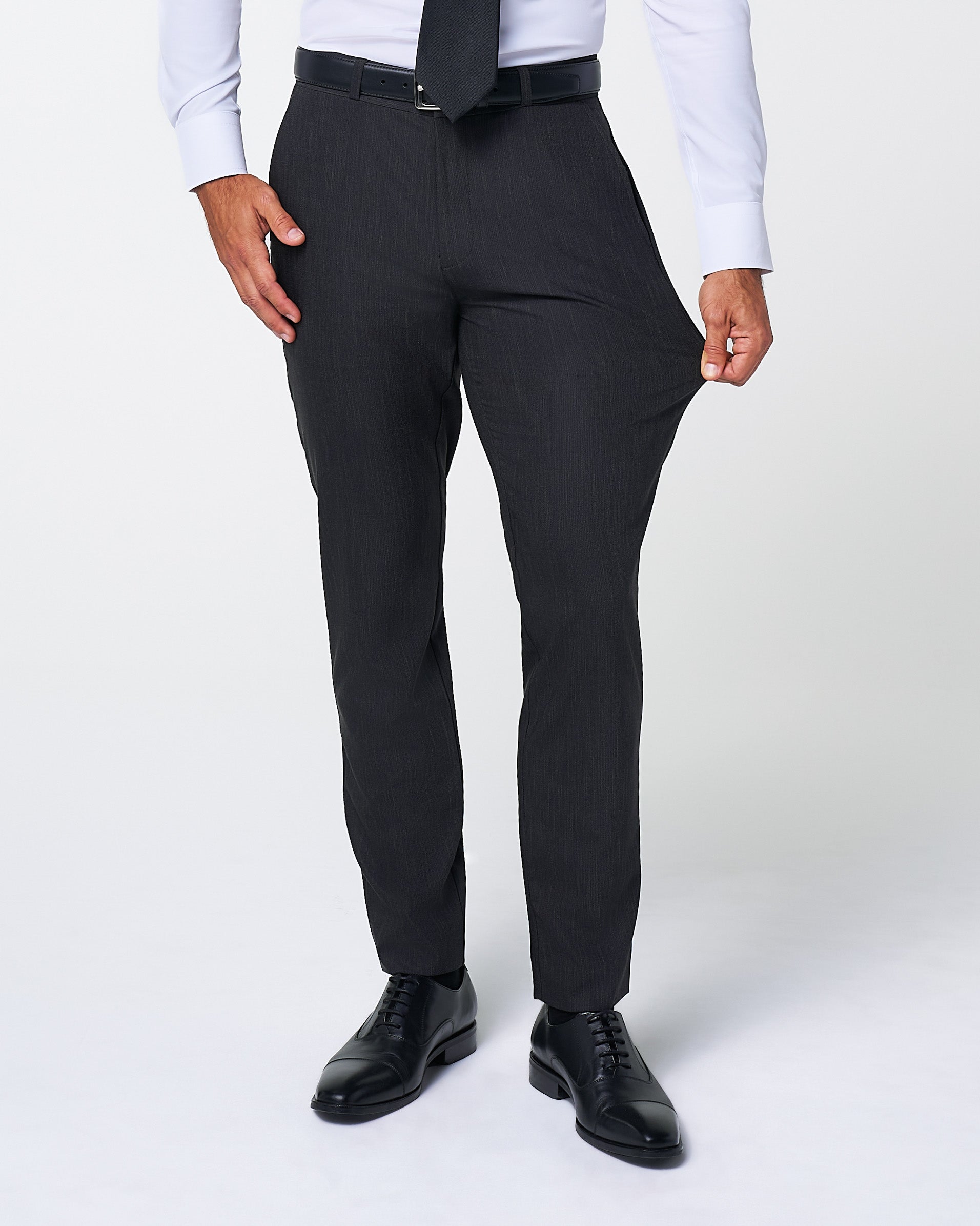 State & Liberty Athletic Fit Stretch Suit Pants - Heathered Charcoal