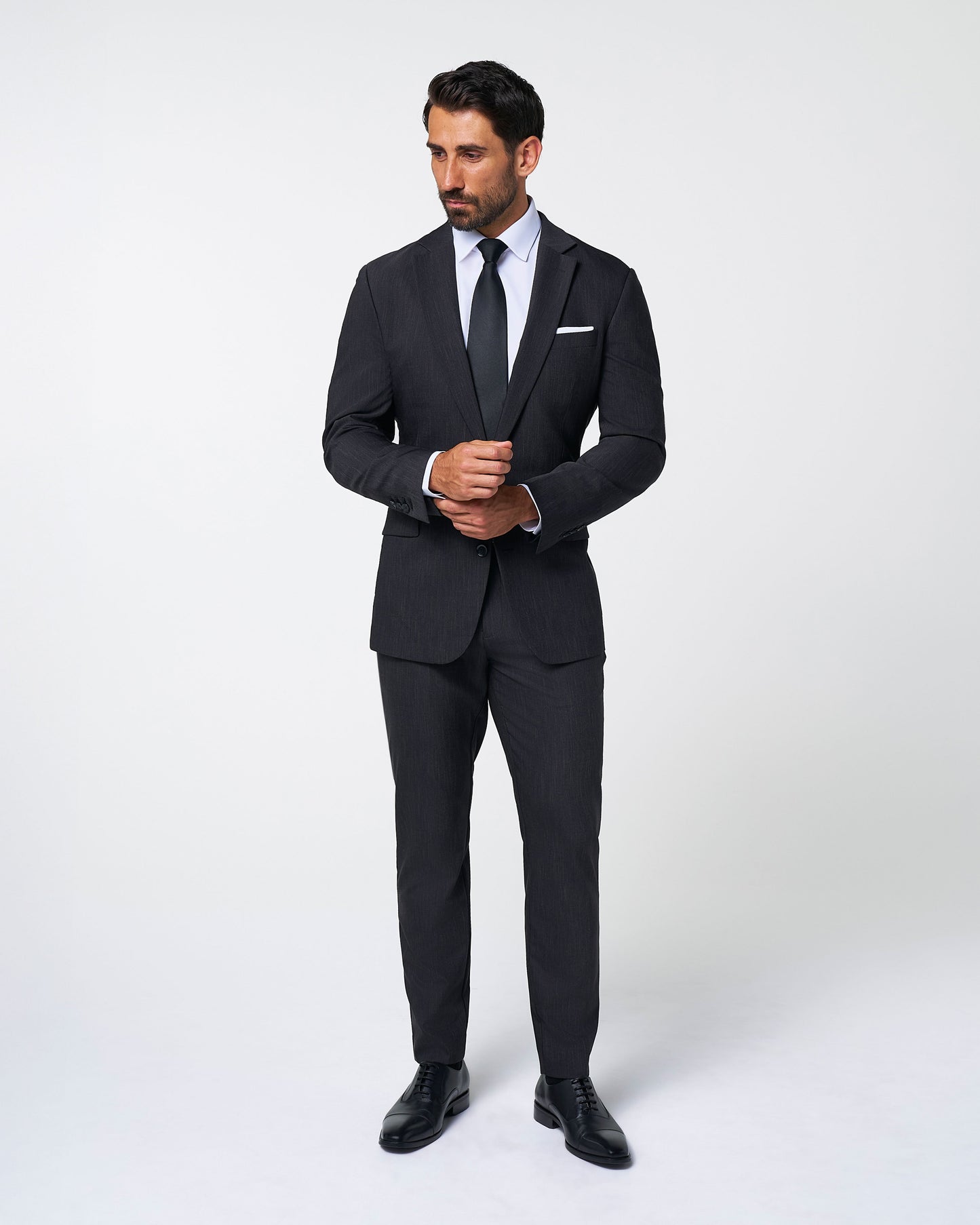 State & Liberty Athletic Fit Stretch Suit Pants - Heathered Charcoal