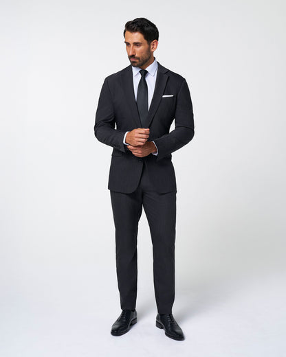 State & Liberty Athletic Fit Stretch Suit Pants - Heathered Charcoal