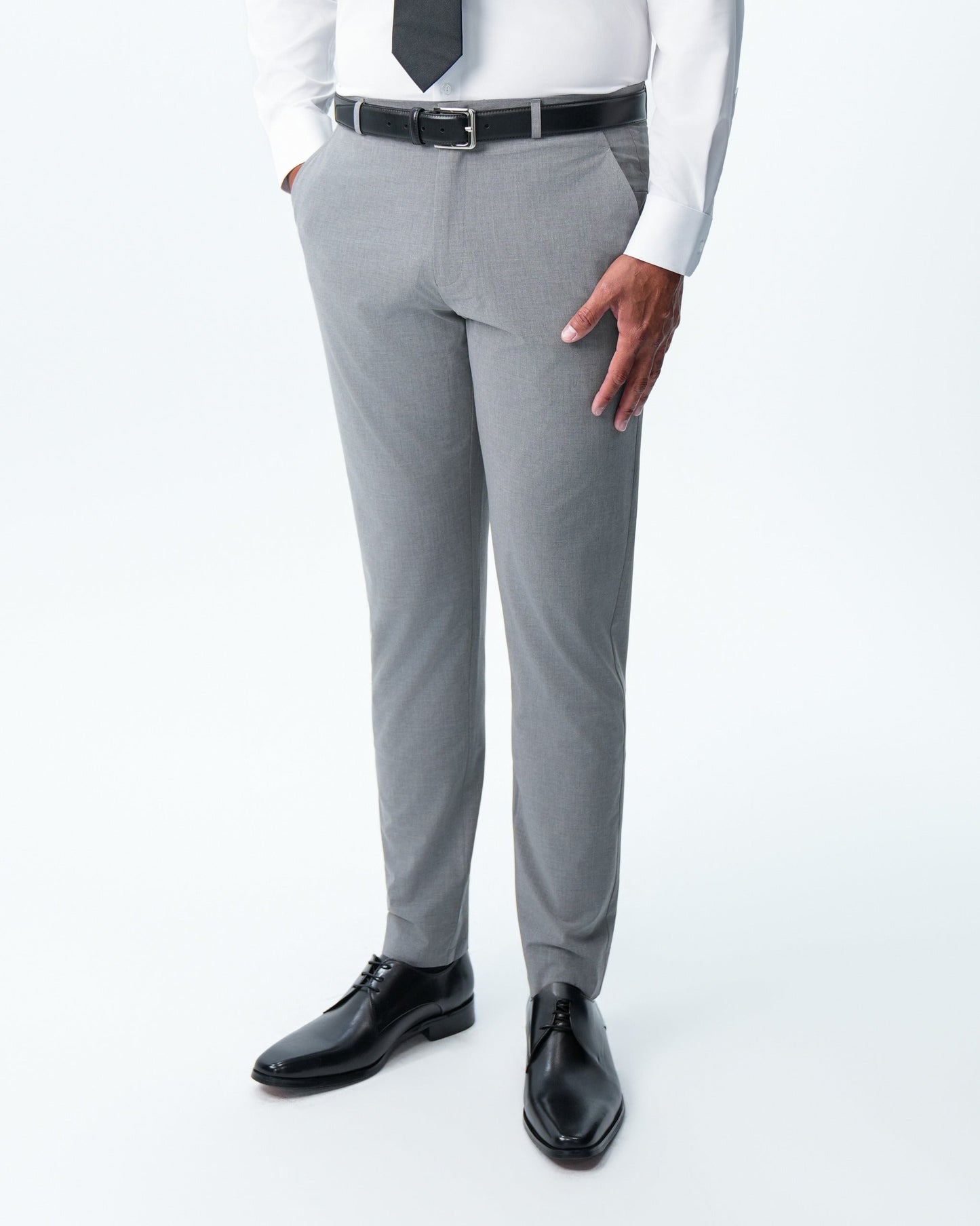 State & Liberty Athletic Fit Stretch Suit Pants - Lightweight Heathered Smoked Grey