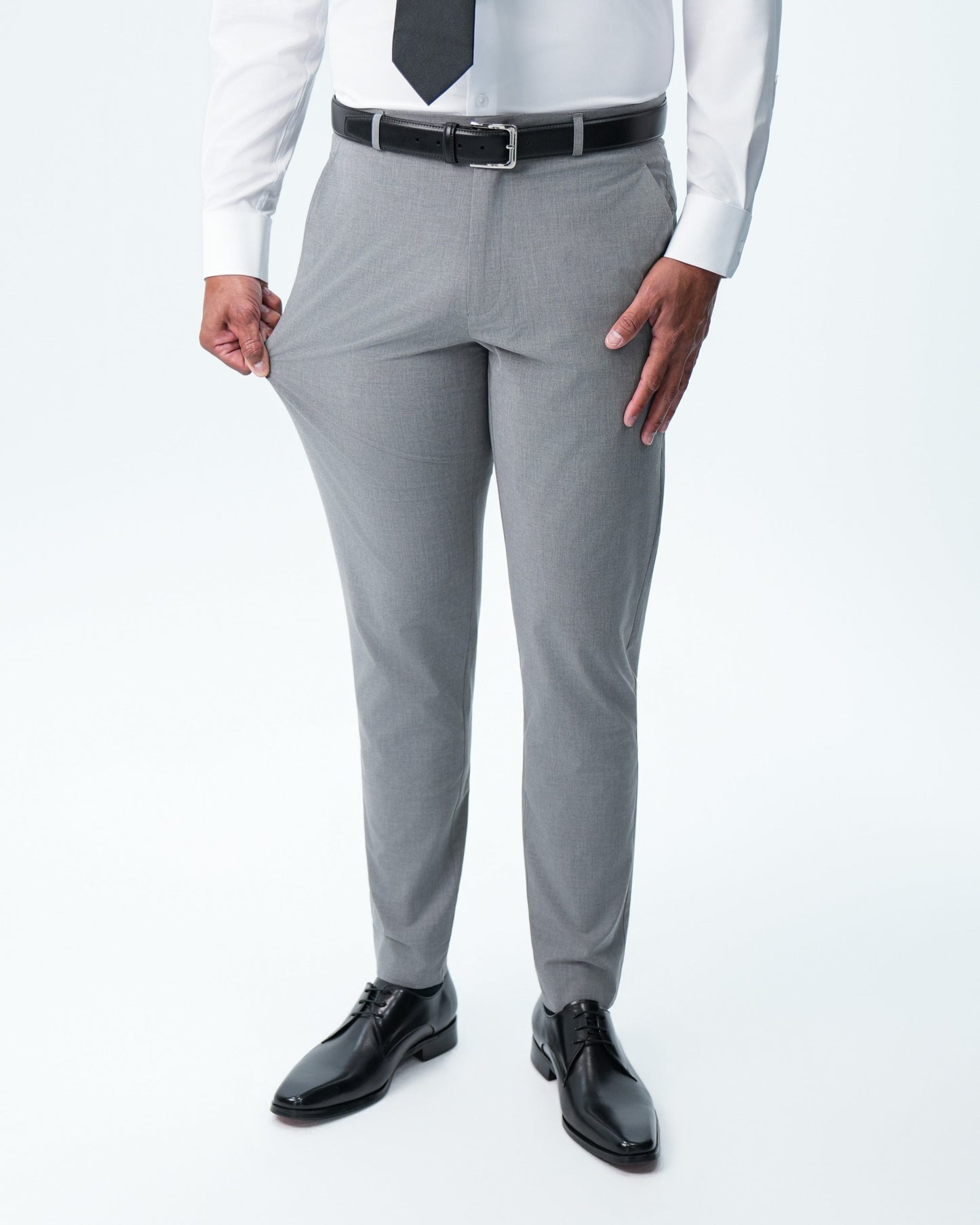 State & Liberty Athletic Fit Stretch Suit Pants - Lightweight Heathered Smoked Grey