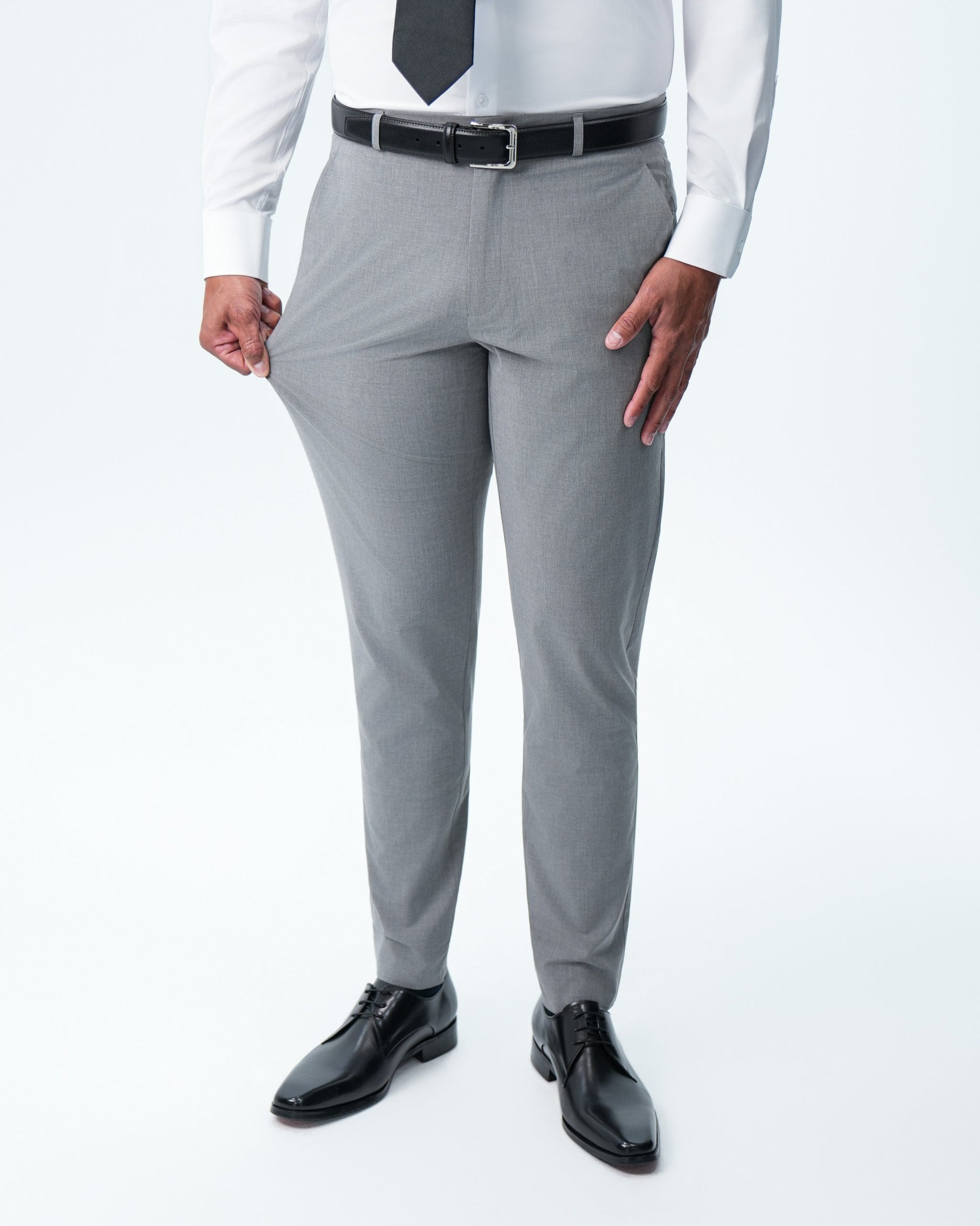 State & Liberty Athletic Fit Stretch Suit Pants - Lightweight Heathered Smoked Grey