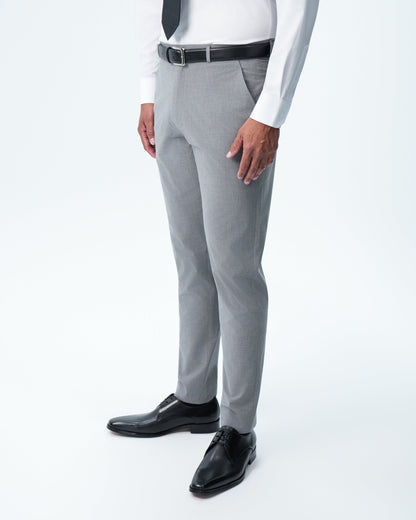 State & Liberty Athletic Fit Stretch Suit Pants - Lightweight Heathered Smoked Grey
