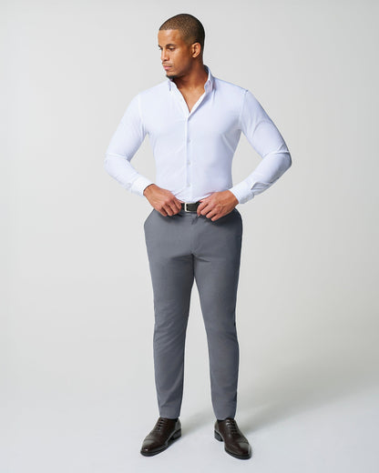 State & Liberty Athletic Fit Stretch Suit Pants - Lightweight Heathered Smoked Grey