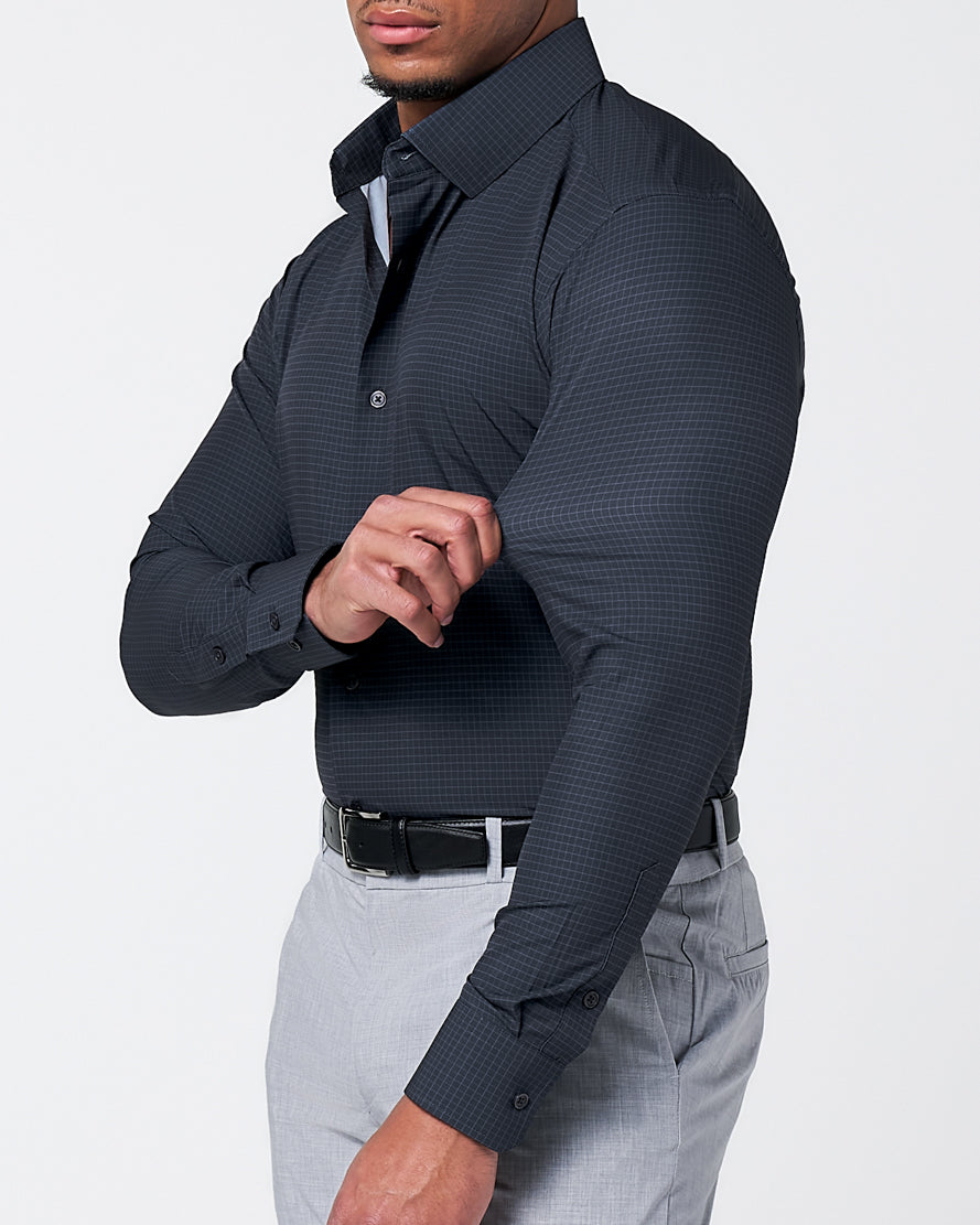 State & Liberty "The Avenue" Charcoal Grey & Light Grey Windowpane