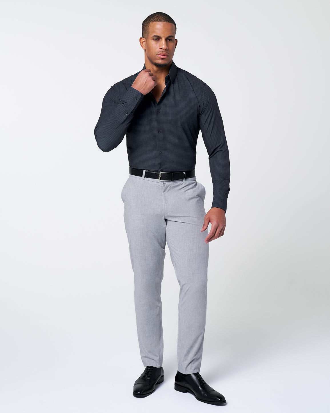 State & Liberty "The Avenue" Charcoal Grey & Light Grey Windowpane