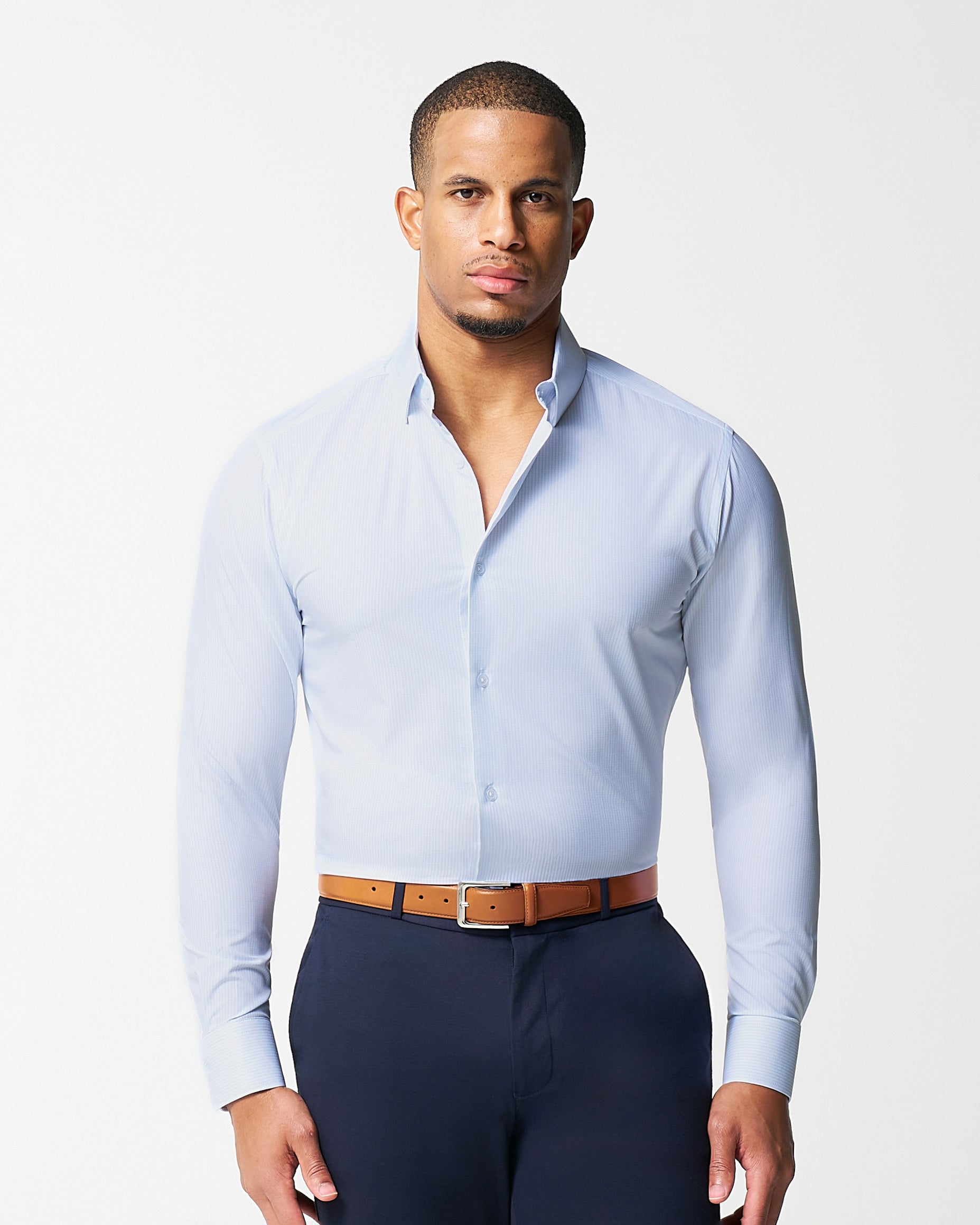 State & Liberty "The Watertown" White & Light Blue Mini Windowpane