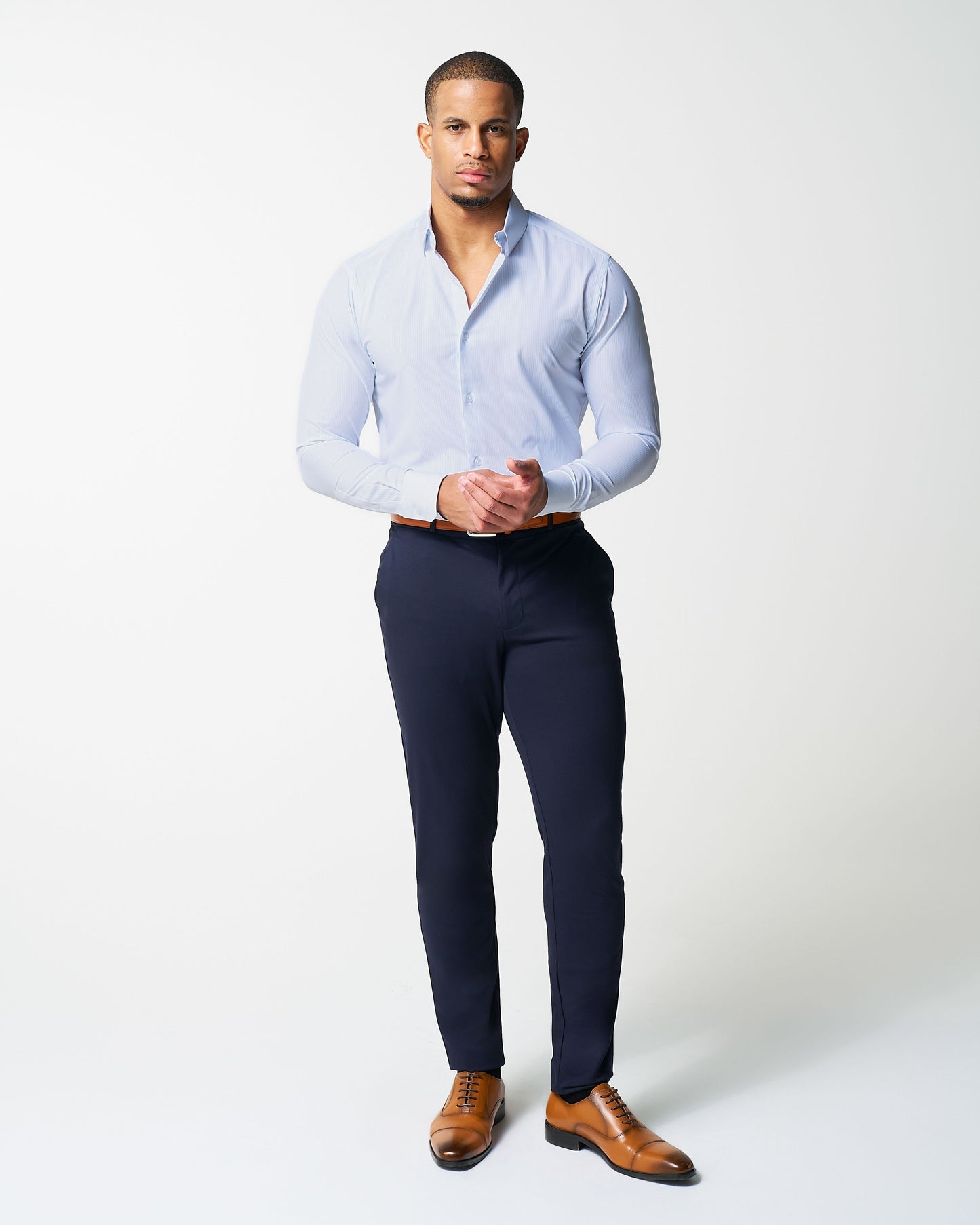 State & Liberty "The Watertown" White & Light Blue Mini Windowpane
