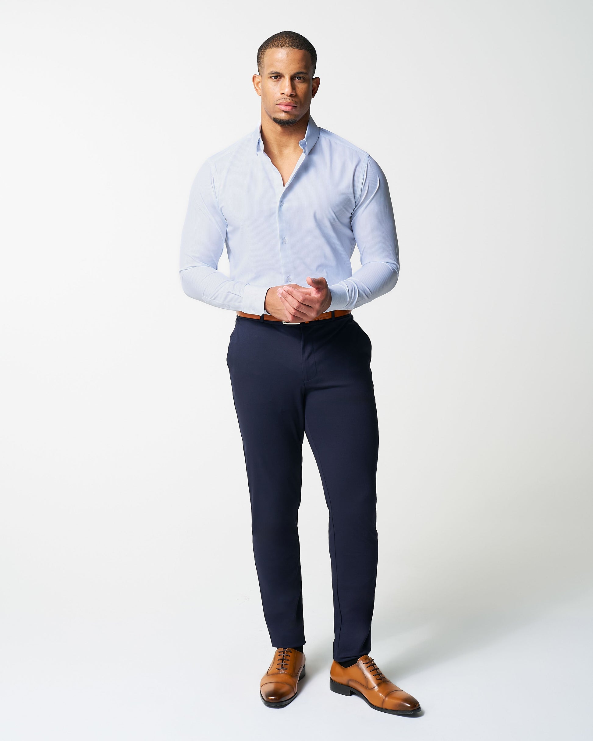 State & Liberty "The Watertown" White & Light Blue Mini Windowpane