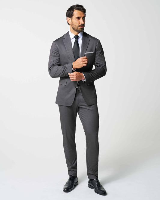 State & Liberty Athletic Fit Stretch Suit - Grey & Black Houndstooth
