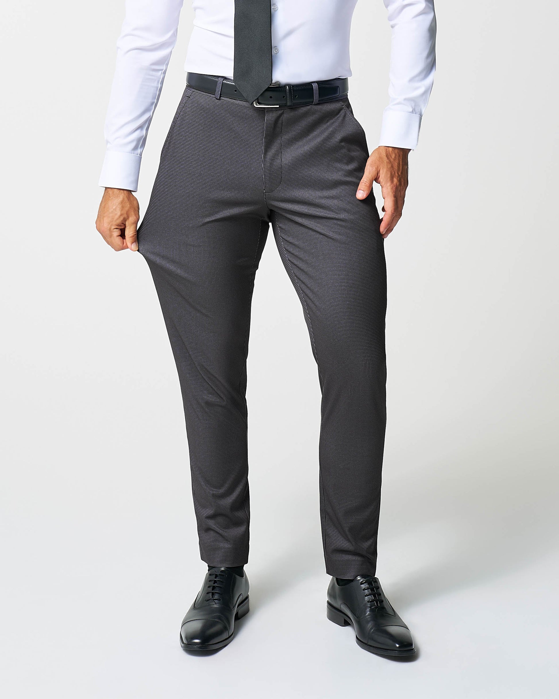State & Liberty Athletic Fit Stretch Suit - Grey & Black Houndstooth