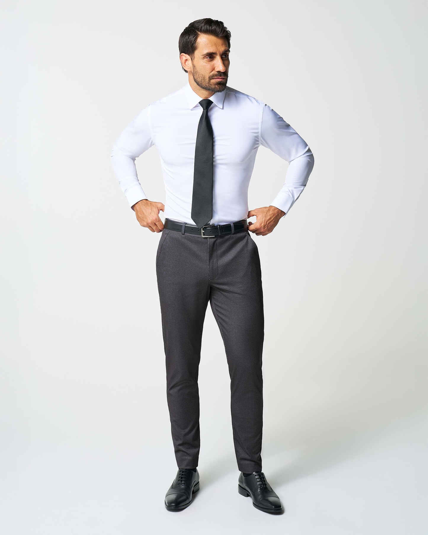 State & Liberty Athletic Fit Stretch Suit - Grey & Black Houndstooth