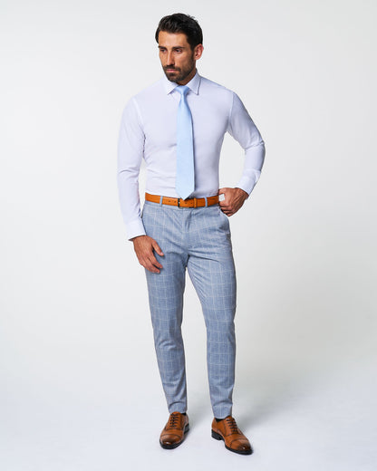 State & Liberty Athletic Fit Stretch Suit - Ice Light Blue Windowpane