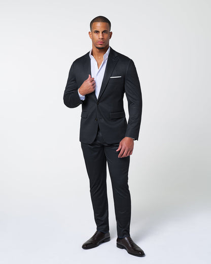 State & Liberty Athletic Fit Stretch Suit - Midnight Navy & Blue Microcheck