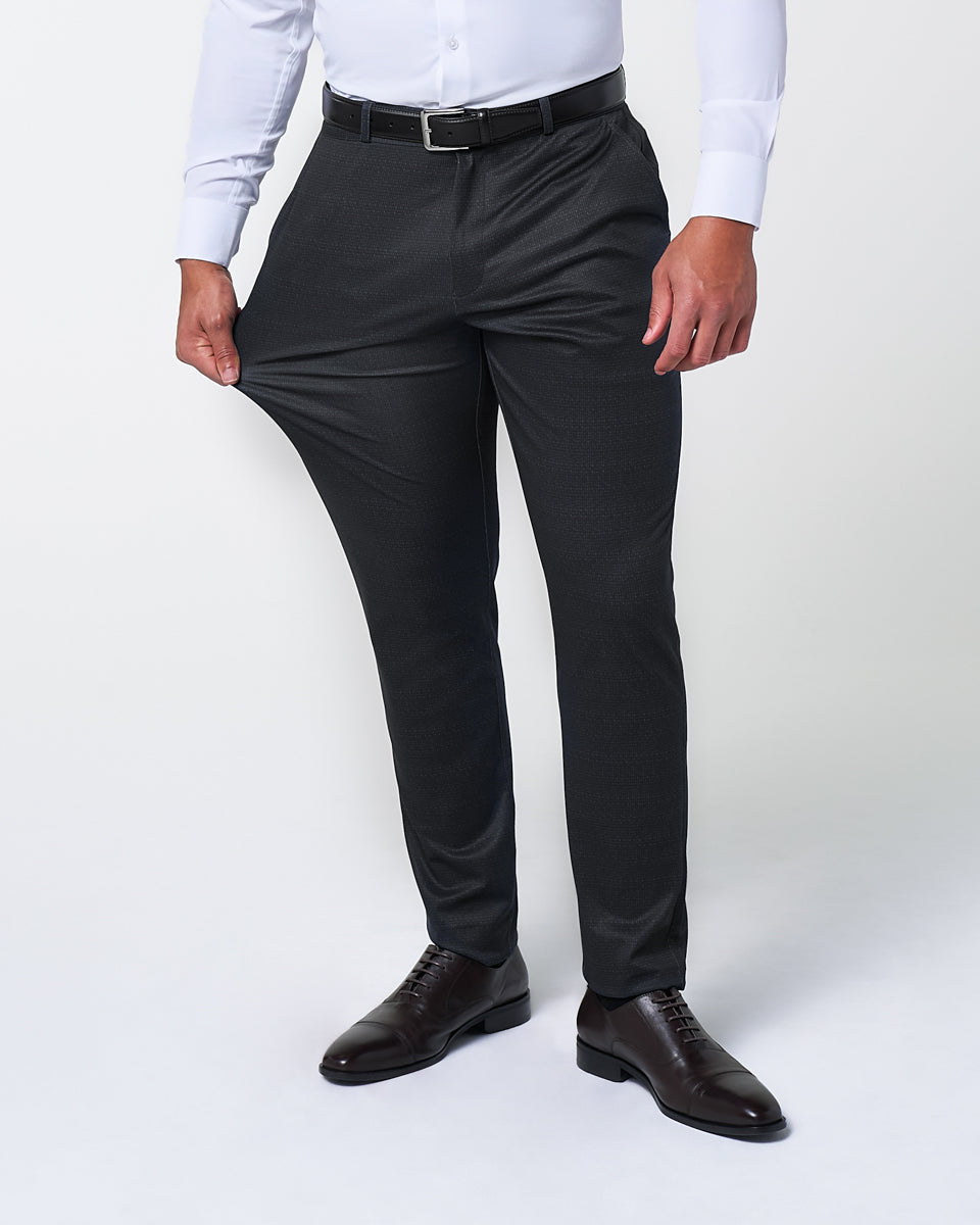 State & Liberty Athletic Fit Stretch Suit - Midnight Navy & Blue Microcheck