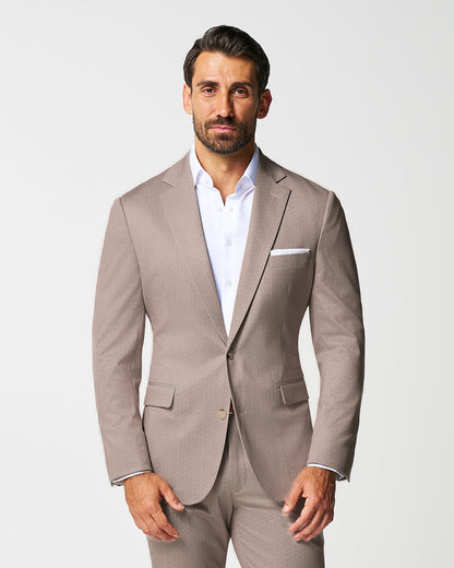 State & Liberty Athletic Fit Stretch Suit - Tan Herringbone