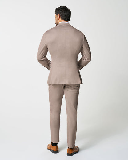 State & Liberty Athletic Fit Stretch Suit - Tan Herringbone