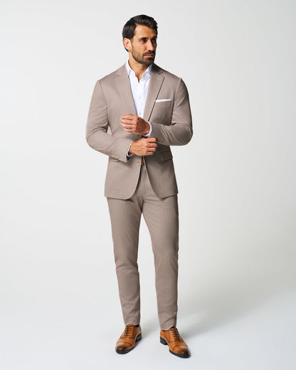 State & Liberty Athletic Fit Stretch Suit - Tan Herringbone