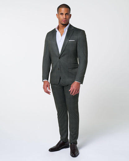 State & Liberty Athletic Fit Stretch Suit - Charcoal Plaid