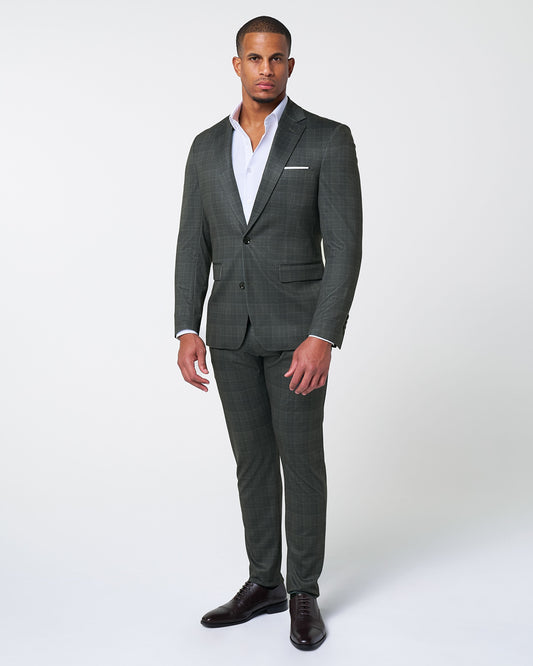 State & Liberty Athletic Fit Stretch Suit - Charcoal Plaid