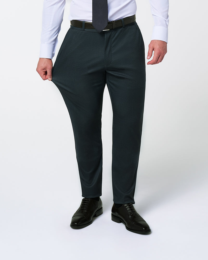 State & Liberty Athletic Fit Stretch Suit - Navy and Light Blue Microcheck