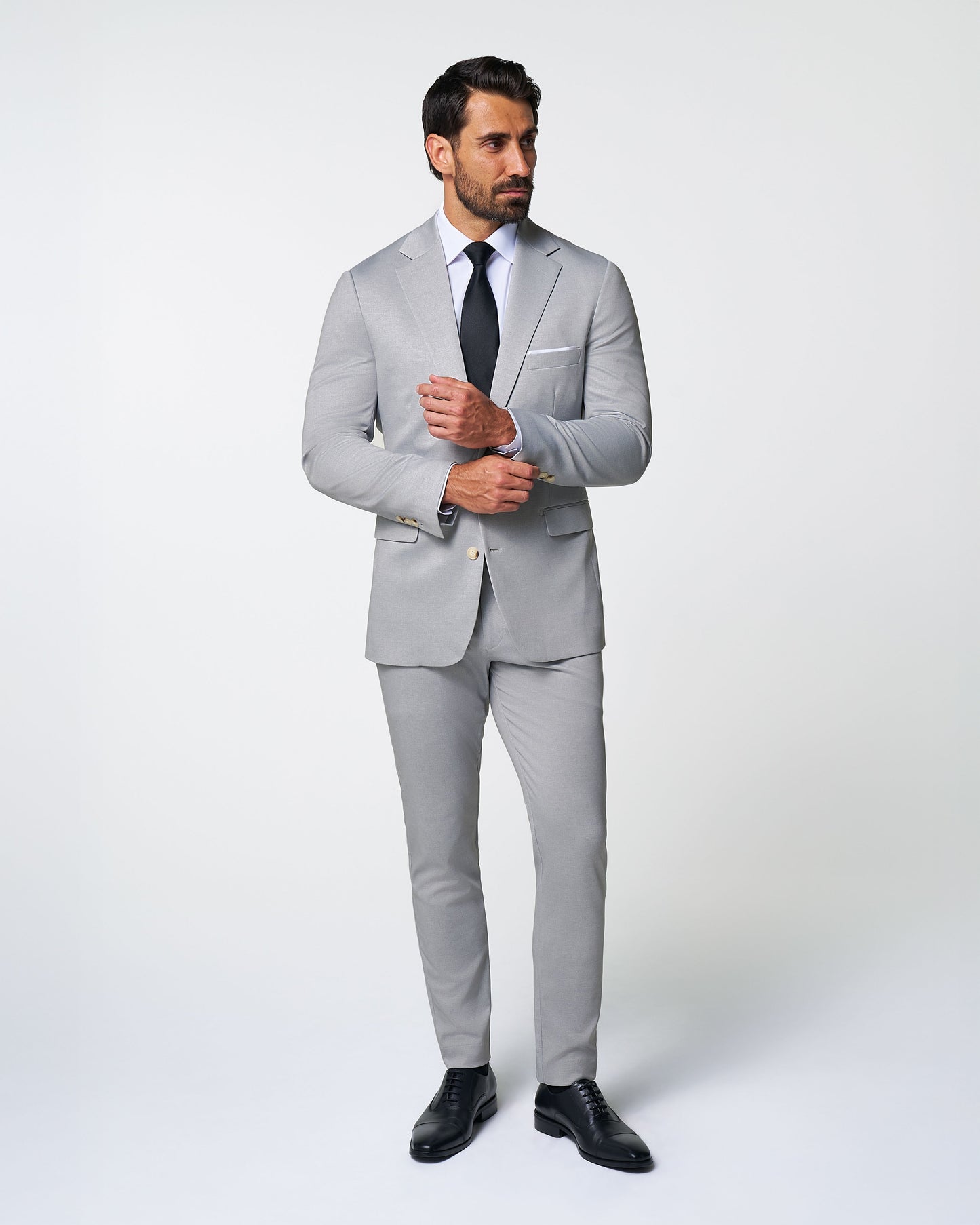 State & Liberty Athletic Fit Stretch Suit - Solid Light Grey