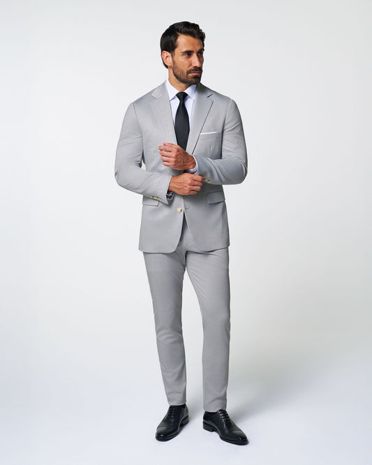 State & Liberty Athletic Fit Stretch Suit - Solid Light Grey
