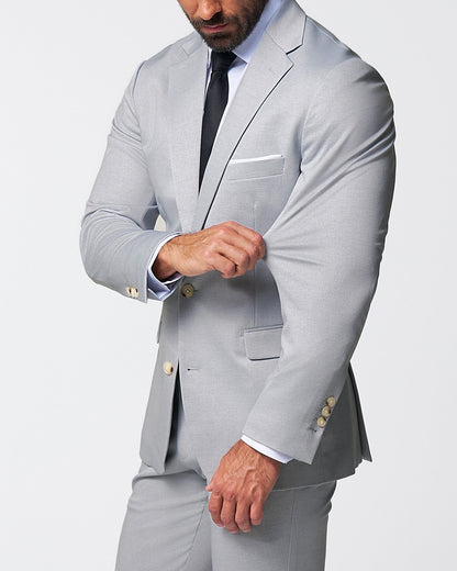 State & Liberty Athletic Fit Stretch Suit - Solid Light Grey