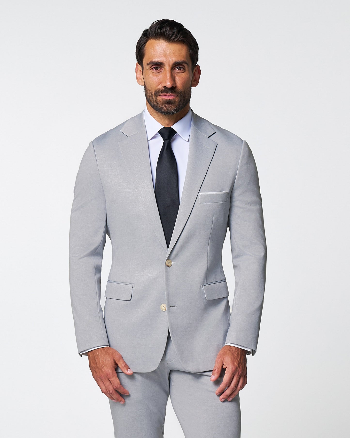 State & Liberty Athletic Fit Stretch Suit - Solid Light Grey