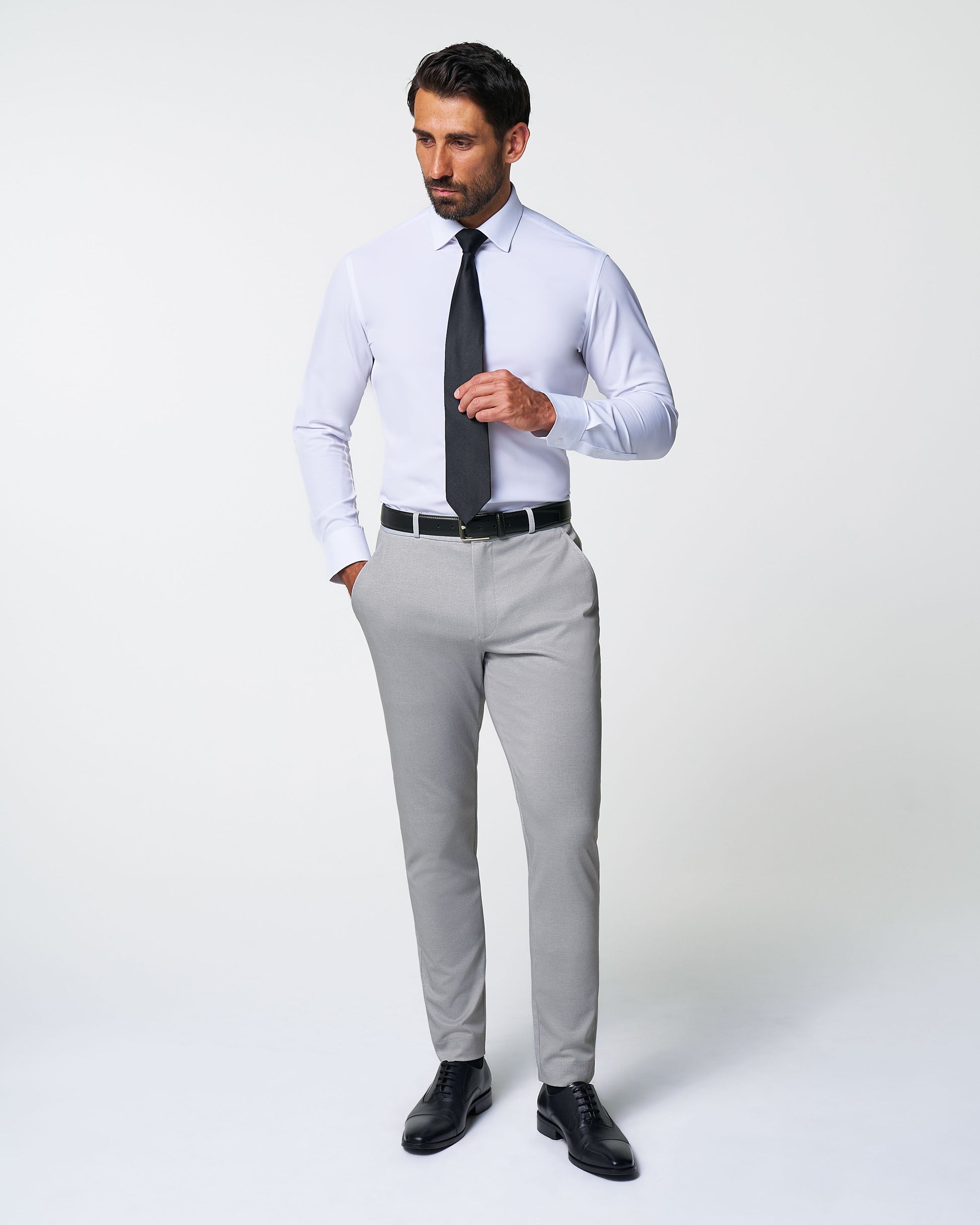State & Liberty Athletic Fit Stretch Suit - Solid Light Grey