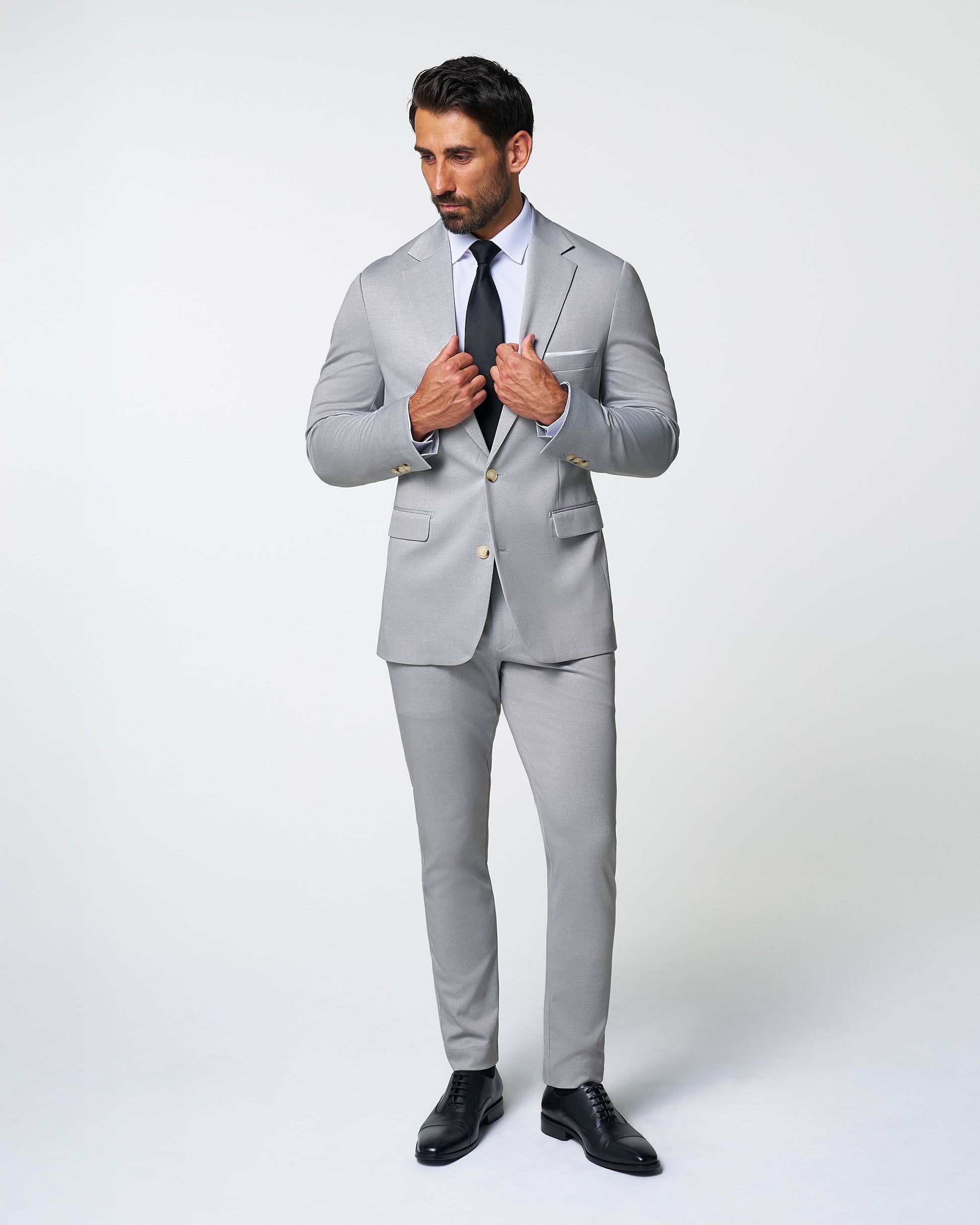 State & Liberty Athletic Fit Stretch Suit - Solid Light Grey