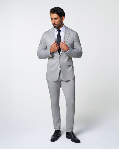 State & Liberty Athletic Fit Stretch Suit - Solid Light Grey
