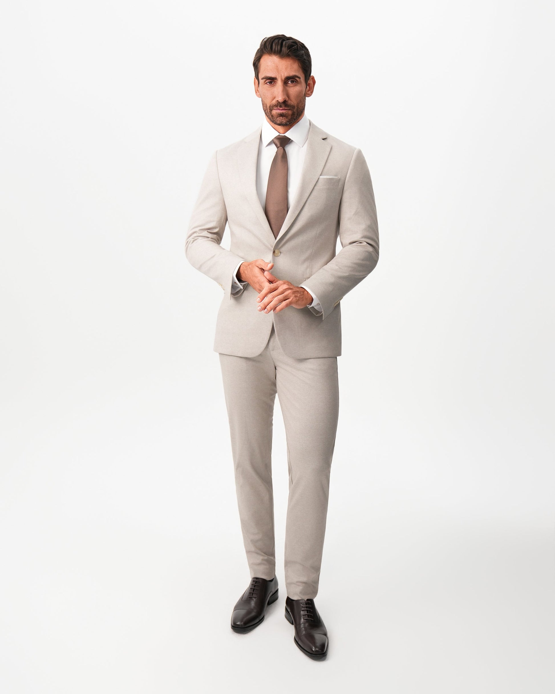 State & Liberty Athletic Fit Stretch Suit - Solid Tan