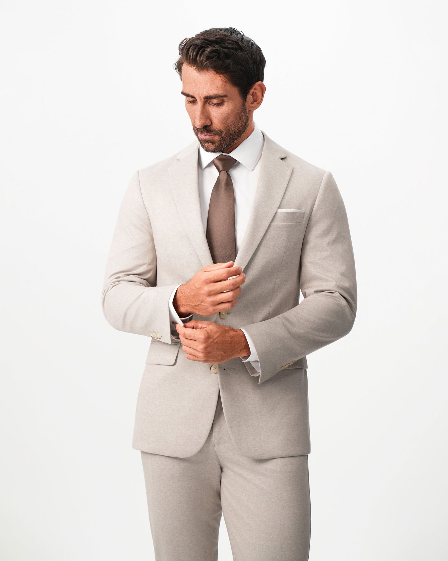 State & Liberty Athletic Fit Stretch Suit - Solid Tan