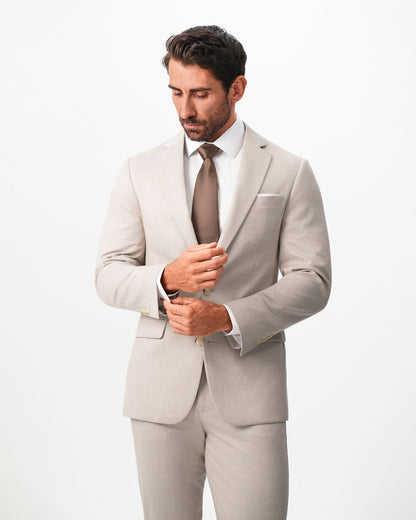State & Liberty Athletic Fit Stretch Suit - Solid Tan