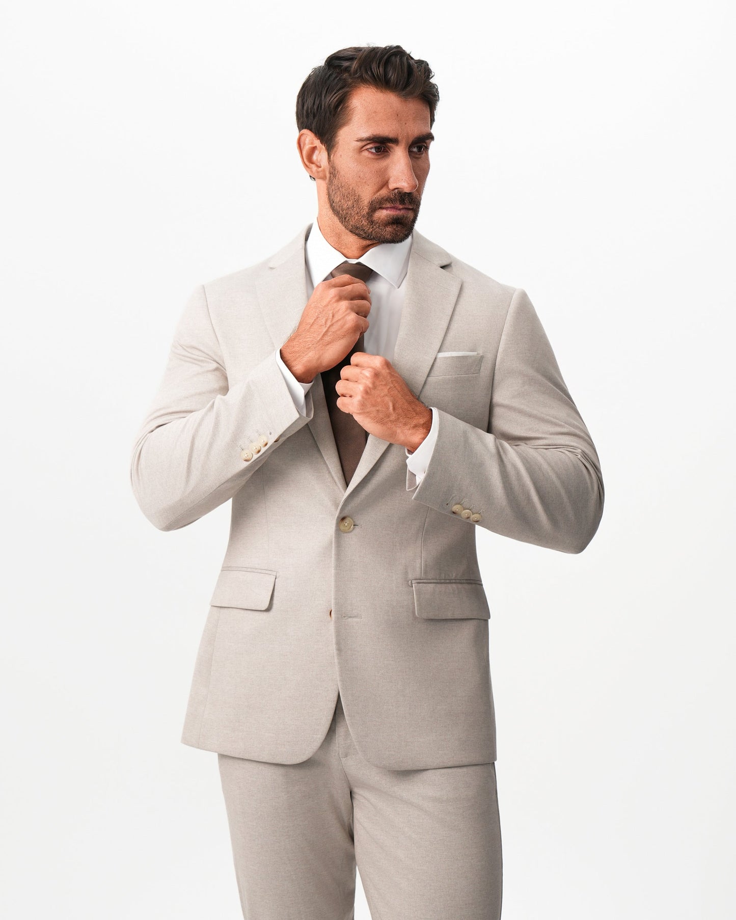 State & Liberty Athletic Fit Stretch Suit - Solid Tan