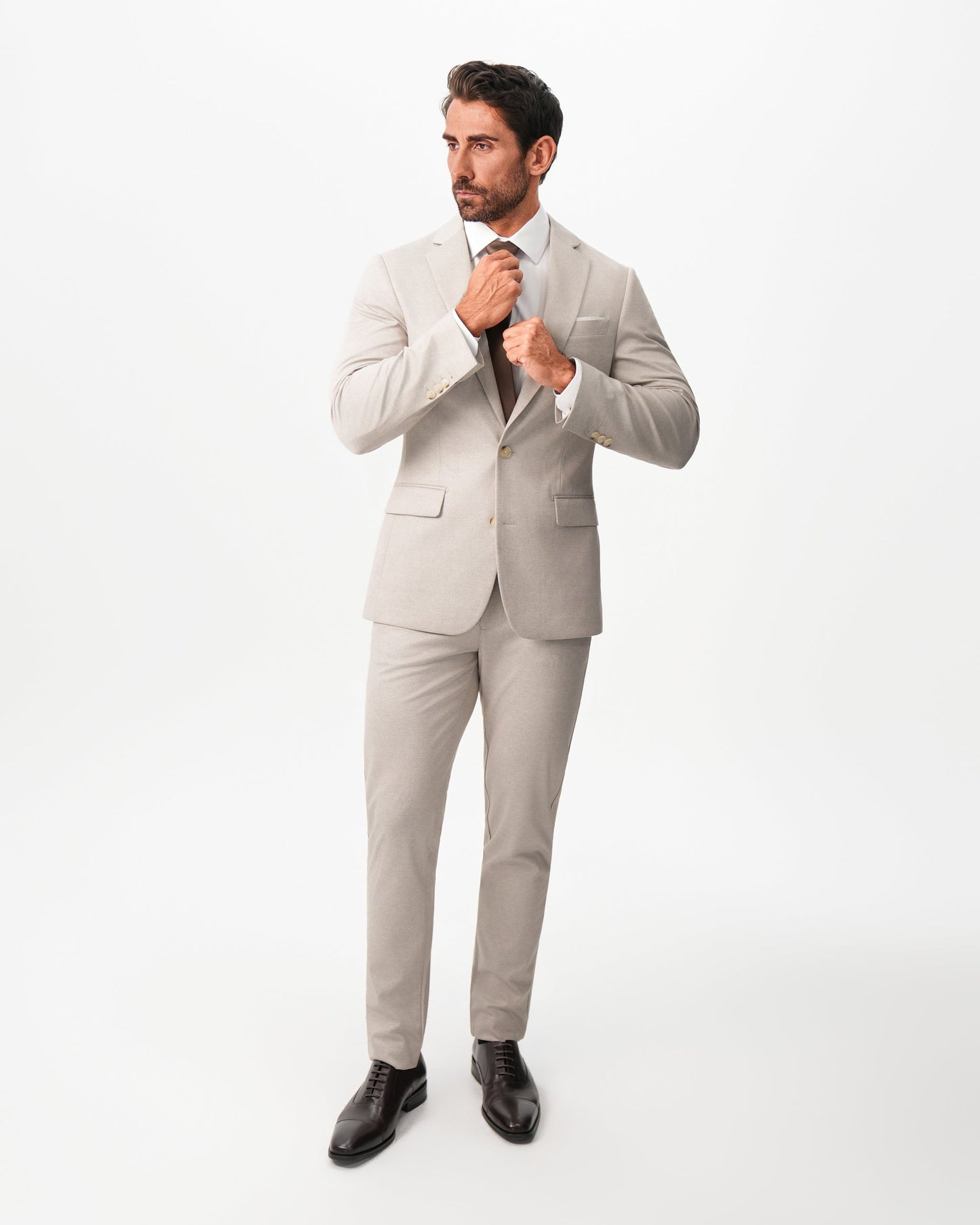 State & Liberty Athletic Fit Stretch Suit - Solid Tan