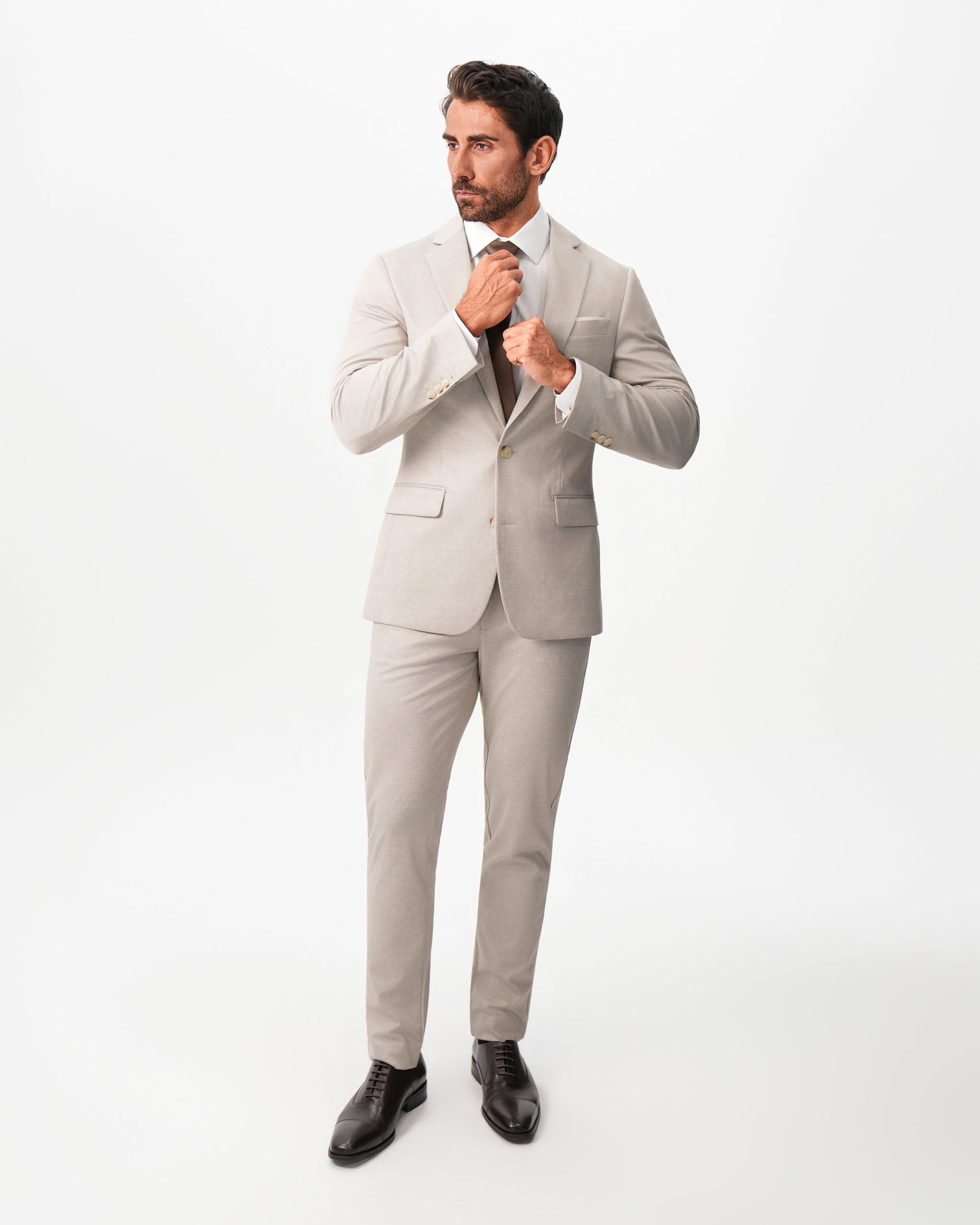 State & Liberty Athletic Fit Stretch Suit - Solid Tan