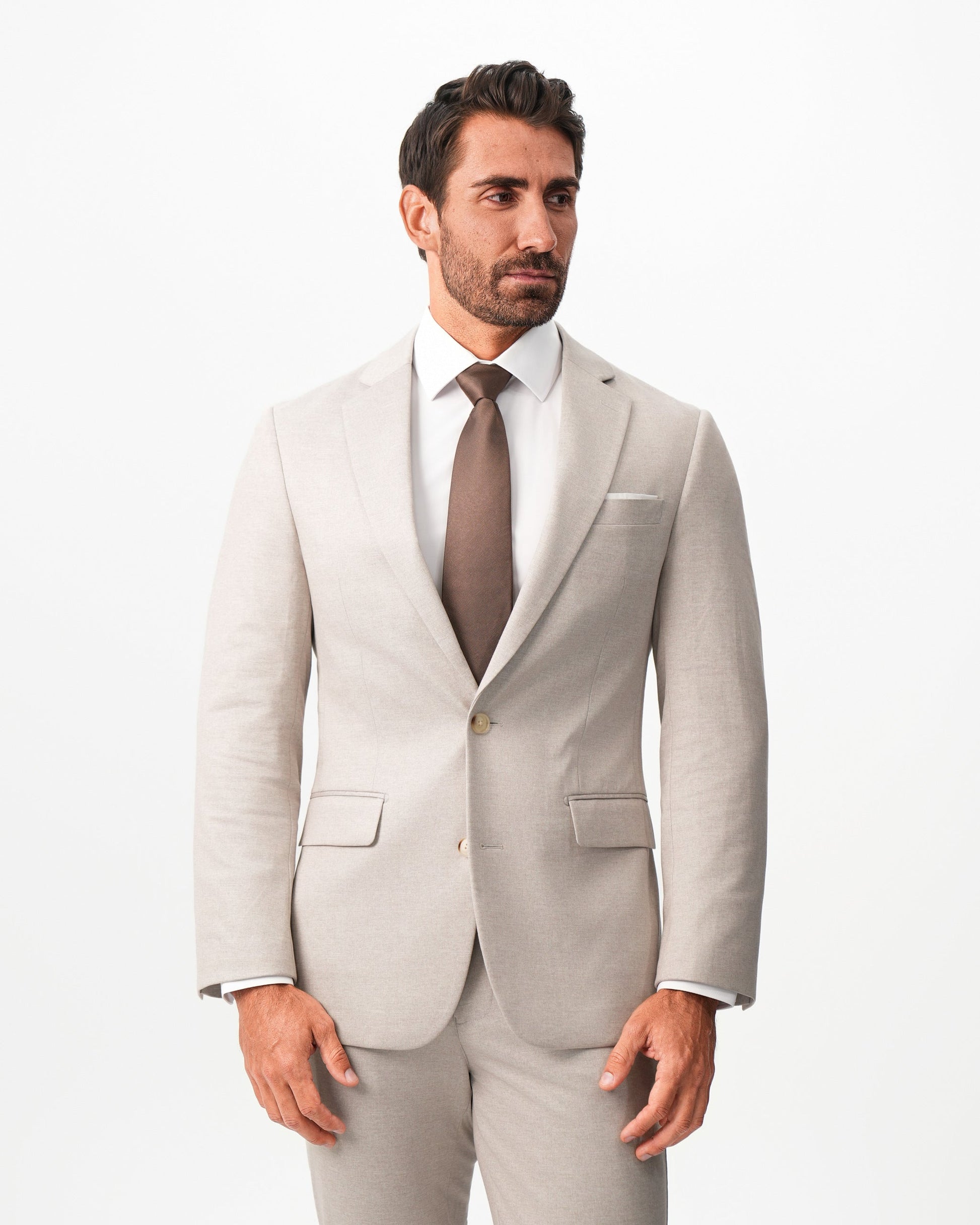 State & Liberty Athletic Fit Stretch Suit - Solid Tan