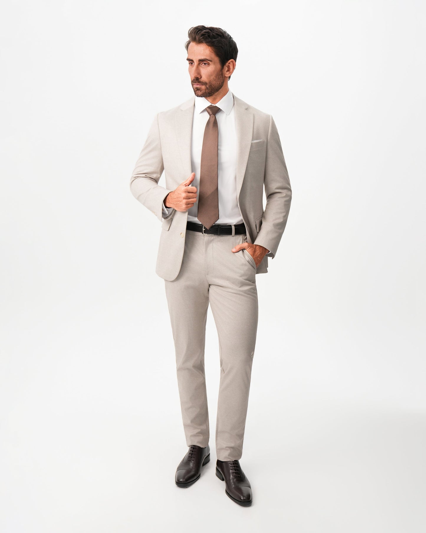 State & Liberty Athletic Fit Stretch Suit - Solid Tan