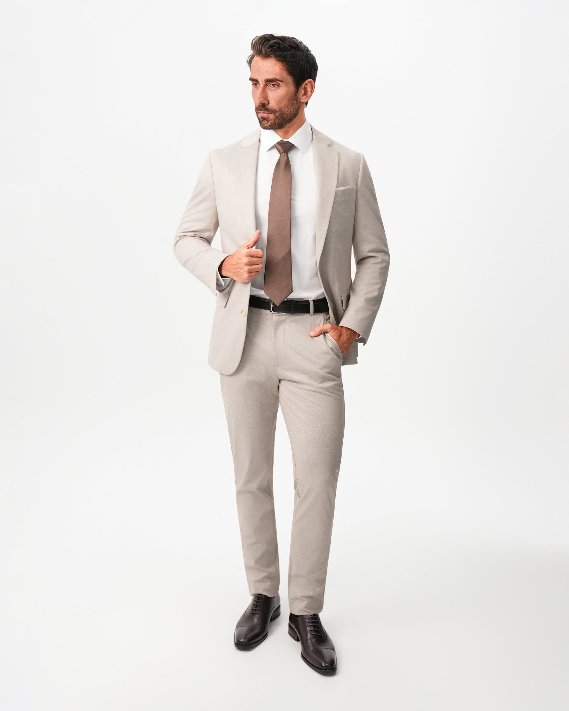State & Liberty Athletic Fit Stretch Suit - Solid Tan