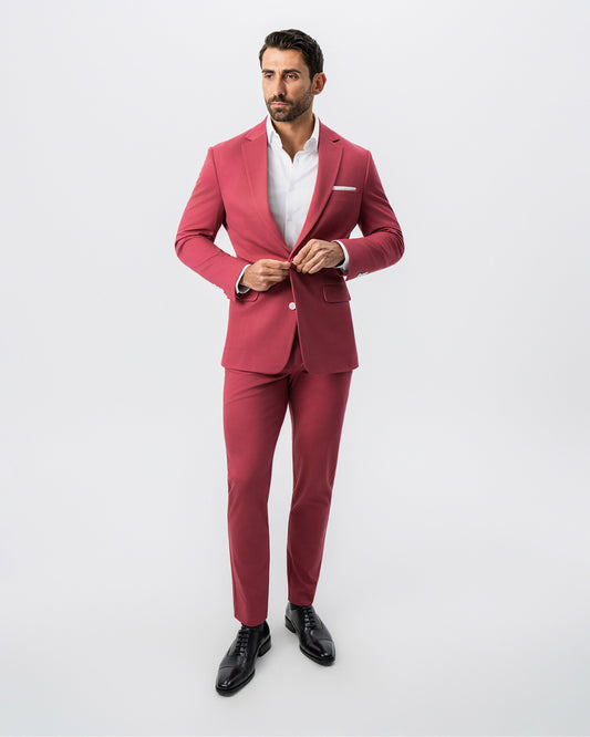 State & Liberty Athletic Fit Stretch Suit - Solid Crimson