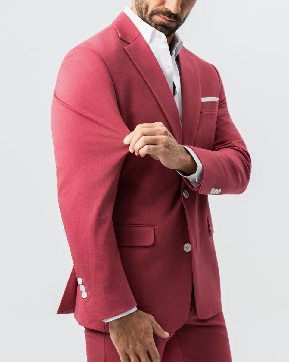 State & Liberty Athletic Fit Stretch Suit - Solid Crimson